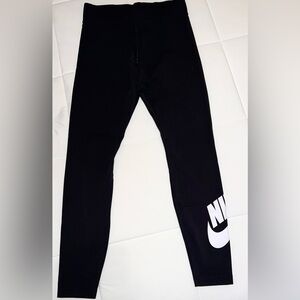 Women’s Nike Black Leggings with White Logo